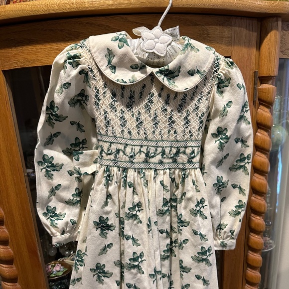 Vtg. Child's Sophie Dess Creations Paris Smocked Acorn Print Dress - Sz 2 Yrs - Picture 12 of 13